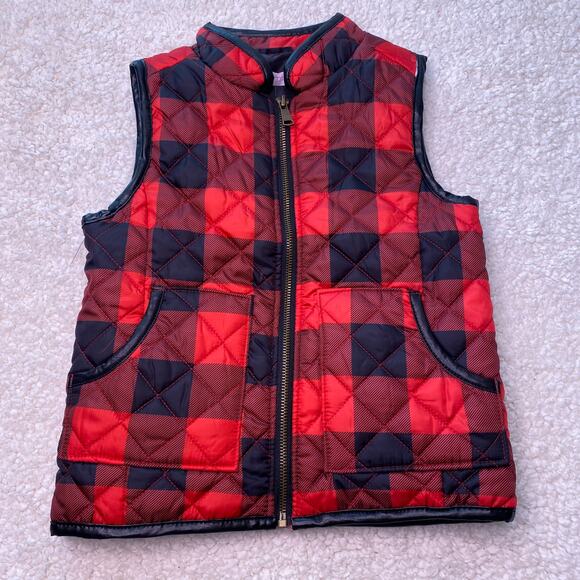 Pinc Premium Red and Black Plaid Puffer Vest Small - Picture 1 of 9